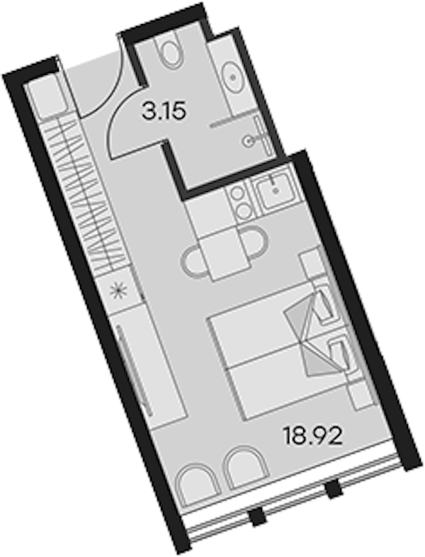 Квартира студия 22.07 м², 13/15 эт., Апарт-отель «Апарт-отель 25-7 Заневский»